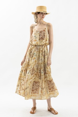 Ethnic patchwork slip dress_BROWN