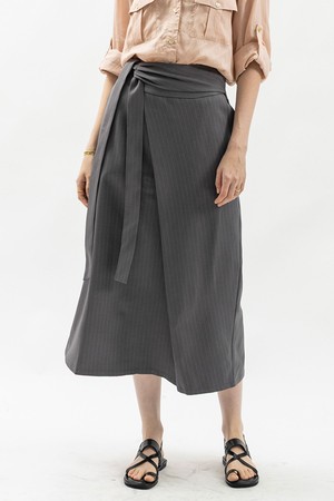 Stripe wrap midi skirt_2color