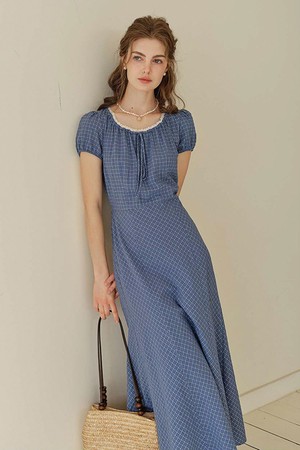 Contrast lace plaid dress