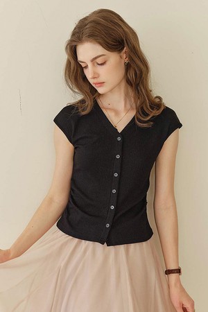 V-neck crop knit cardigan_3color