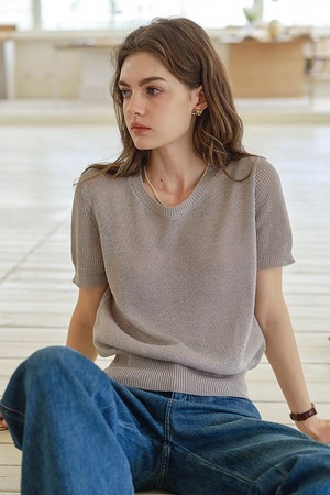 Cool short-sleeve knit top_2color