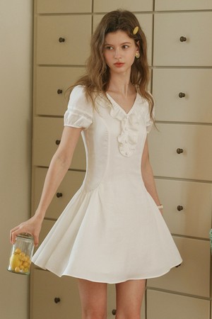 Ruffle puff sleeve mini dress