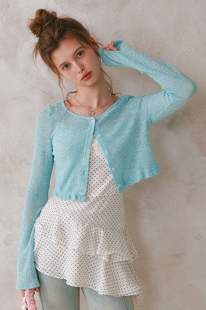 Sheer flare sleeve cardigan