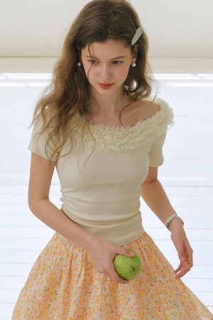 Mesh two-way cropped top_YELLOW