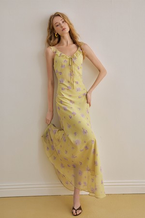 Floral slip yellow dress