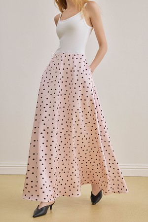 French elegant polka dot long skirt