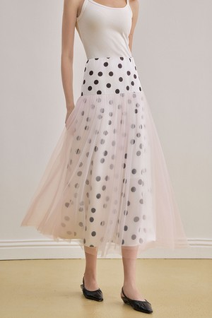 Mesh loose polka dot skirt