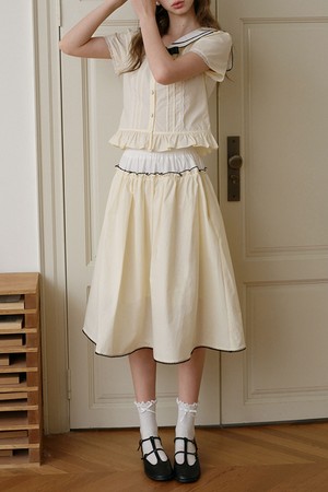 Yellow flare midi skirt