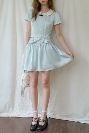 Satin ribbon mini skirt