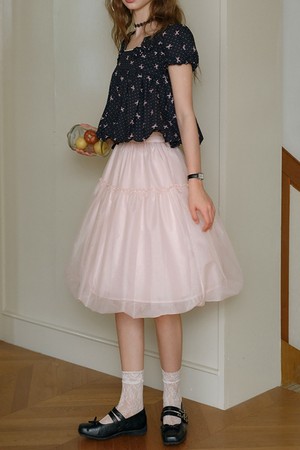 Volume mesh midi skirt