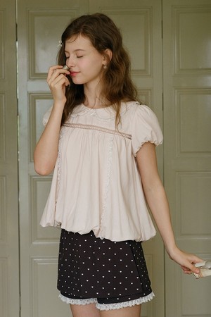 Baby pink lace balloon blouse