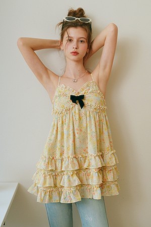 Floral ruffle tiered camisole