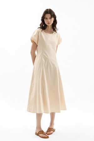 Cap sleeve long dress_CREAM