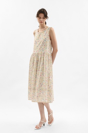 Garden floral sleeveless dress_IVORY