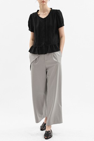 Layered waist wide pants_2color