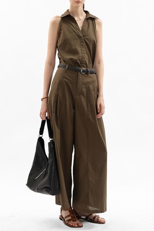 Wide straight pants_BROWN