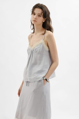 Lace camisole top and layered skirt set_BLUE