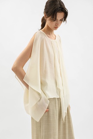 Fluid layered sleeveless top_IVORY