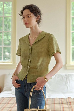 Vintage short commuter blouse_2color