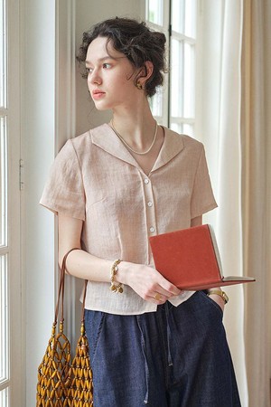 Vintage short commuter blouse_2color