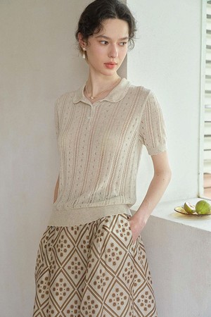 Hollow knit cooling top_2color