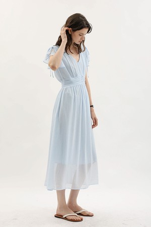 Flutter sleeve waist dress_2color