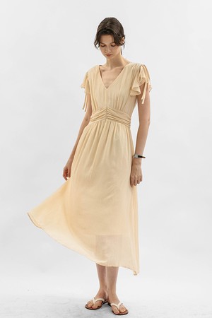 Flutter sleeve waist dress_2color