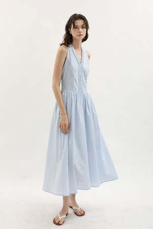 Ruffle halter neck maxi dress_BLUE