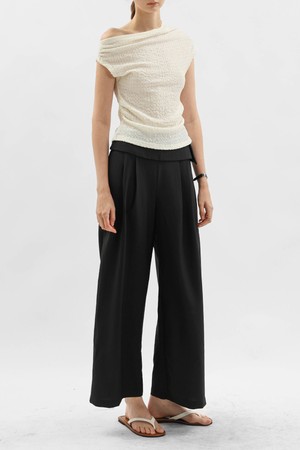 Overlap waist wide pants_BLACK