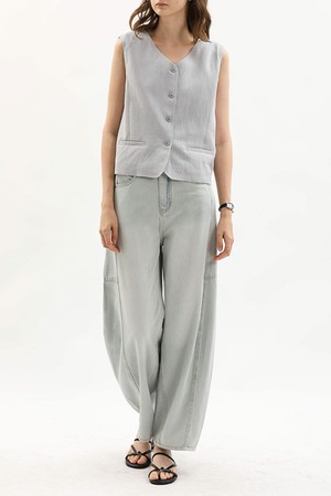 Barrel leg denim pants_BLUE