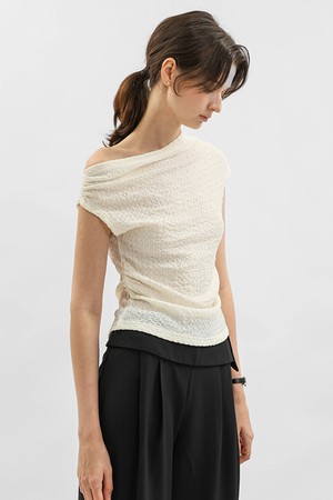 Drape off shoulder top_IVORY