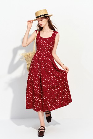 WD_Polka dot flare midi dress_RED