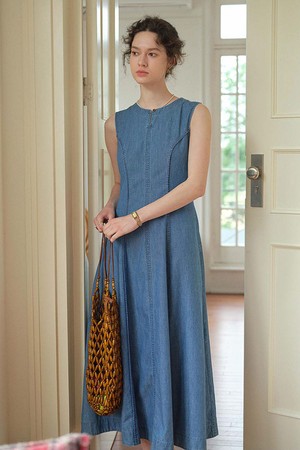 Faux denim tank dress