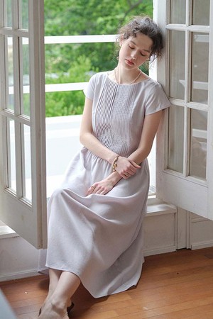 Tucker pleated sleeve dress