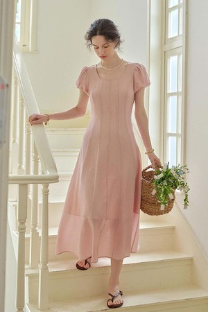 Split square neck dress