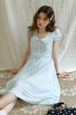 Romantic doll collar midi dress