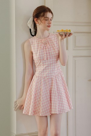 Gingham sleeveless mini dress