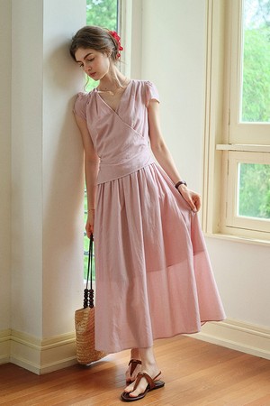 Pink cross-wrap dress