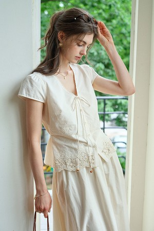 Hollow embroidered blouse