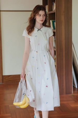 Romantic ribbon embroidery dress