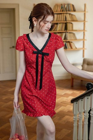 Ribbon polka dot dress