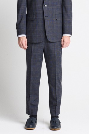 WOOL STRETCH 포멀 팬츠_블루체크 (클래식핏)_SSLTC55CCL