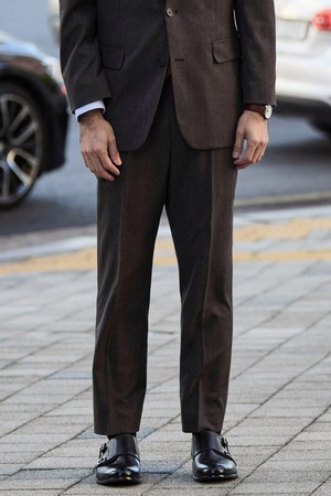 브라운 컴포트핏 트윌 솔리드 포멀 팬츠_SSLTD62CSH