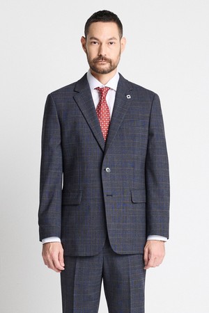 엑스트라파인 울 49% 스트레치 수트 자켓_블루 체크 (클래식핏)_SSJTC55CCL