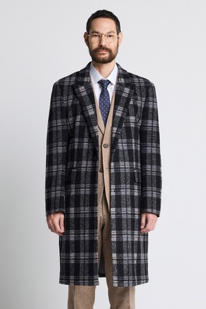 울혼방 글렌체크 클래식 코트_블랙 (세미오버핏)_SCTTD72OCB