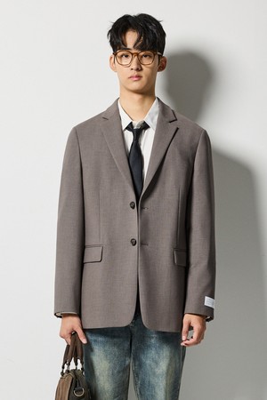 4WAY 스트레치 에센셜 셋업 블레이저_브라운 (오버핏)_SEJUZ53OSH