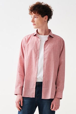 린넨 와이드 카라 셔츠_핑크 (클래식핏)_SDSUA56CSP