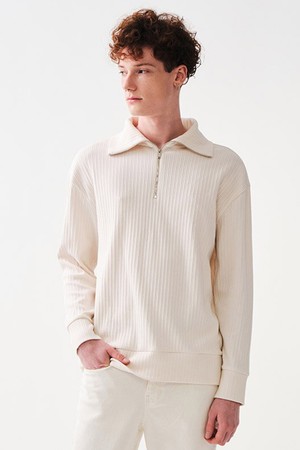 플리츠 반집업 티셔츠_아이보리 (오버핏)_STSUA09OSI