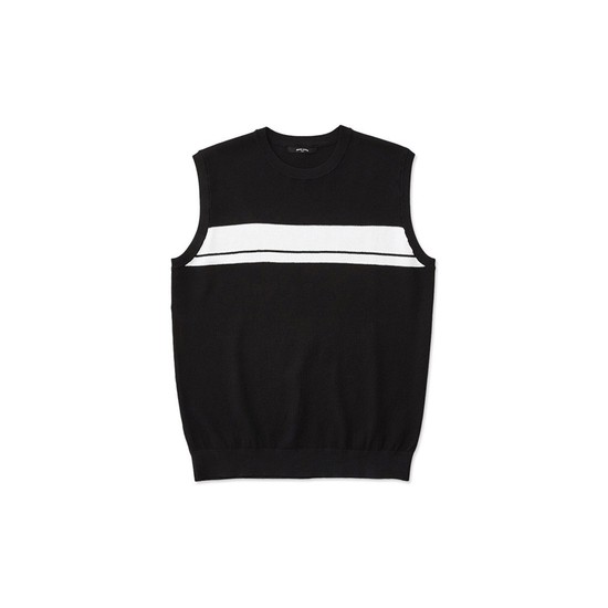 [DIEMS by STCO][GOLF] 블록 라운드 니트 베스트_블랙 (클래식핏)_DGKUB11CMB