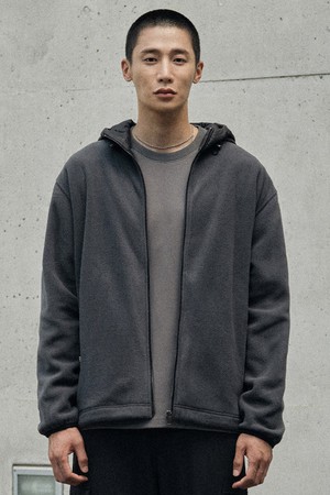 [RNW] 나일론 후드 플리스 집업 점퍼_그레이 (세미오버핏)_SWJVAB2NSG